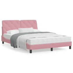 vidaXL Cama con colchón terciopelo rosa 140x190 cm