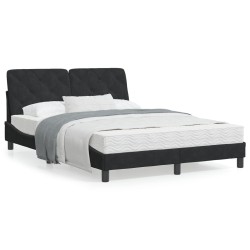 vidaXL Cama con colchón terciopelo negro 140x200 cm