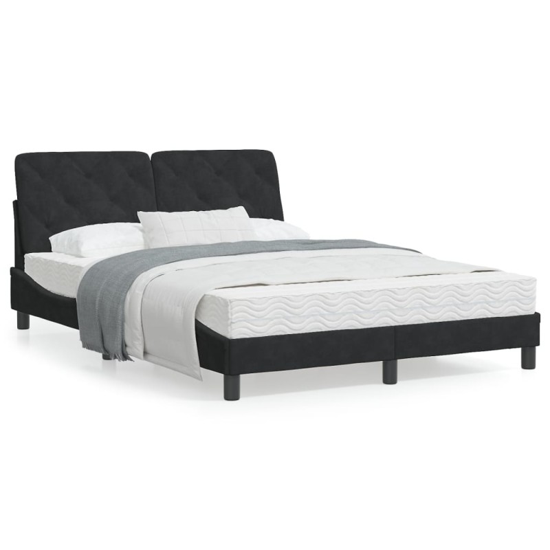vidaXL Cama con colchón terciopelo negro 140x200 cm