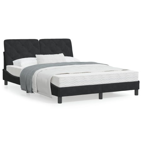 vidaXL Cama con colchón terciopelo negro 140x200 cm