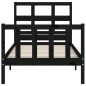 vidaXL Estructura de cama con cabecero madera maciza negro 100x200 cm