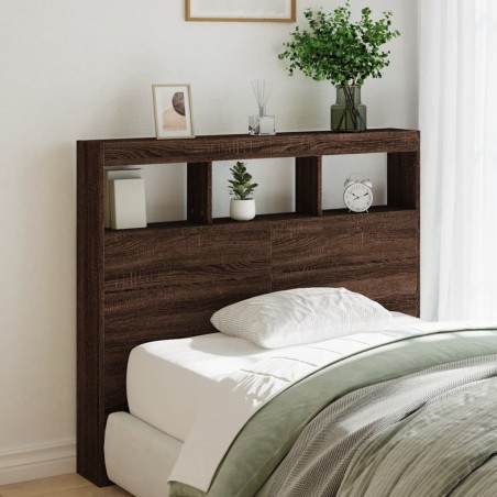 vidaXL Cabecero de cama con luz LED marrón roble 100x17x102 cm