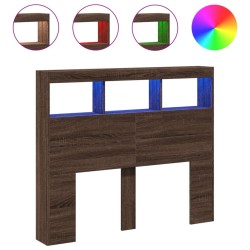 vidaXL Cabecero de cama con luz LED marrón roble 100x17x102 cm
