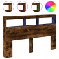 vidaXL Cabecero de cama con luz LED roble ahumado 160x17x102 cm vidaXL Cabecero de cama con luz LED roble ahumado 160x17x102 cm