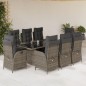 vidaXL Set comedor jardín 9 pzas y cojines ratán sintético gris vidaXL Set comedor jardín 9 pzas y cojines ratán sintético gris