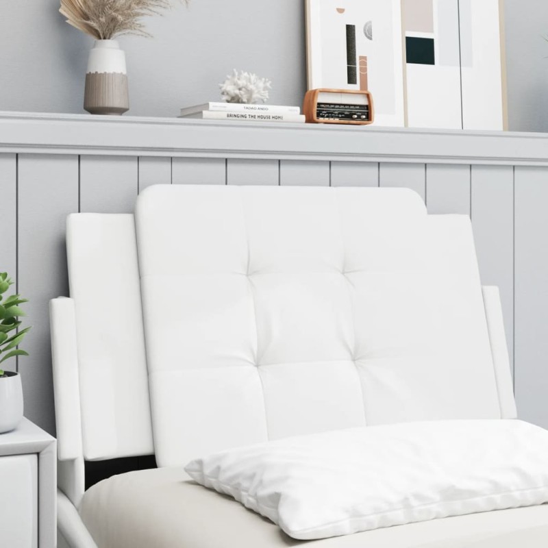 vidaXL Cabecero de cama acolchado cuero sintético blanco 80 cm