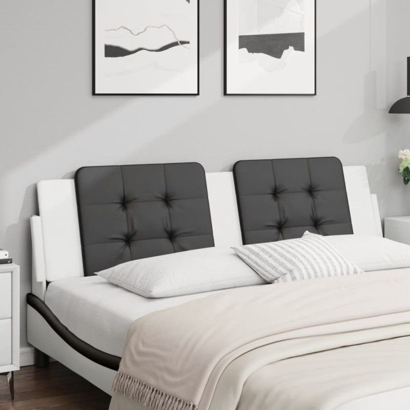 vidaXL Cabecero de cama acolchado cuero sintético negro blanco 180 cm vidaXL Cabecero de cama acolchado cuero sintético negro blanco 180 cm
