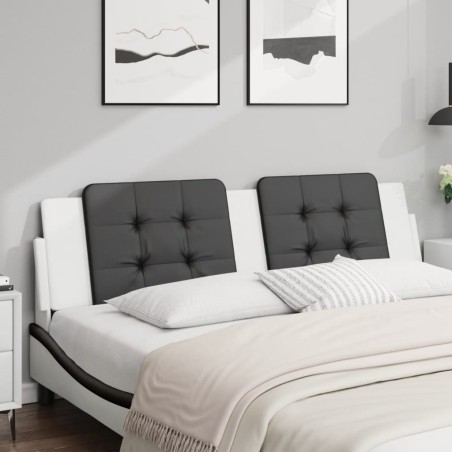 vidaXL Cabecero de cama acolchado cuero sintético negro blanco 180 cm