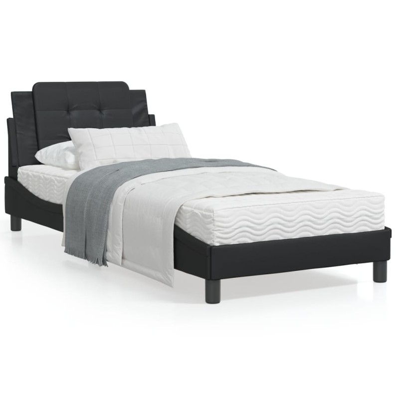 vidaXL Estructura cama con luces LED cuero sintético negro 80x200 cm vidaXL Estructura cama con luces LED cuero sintético negro 80x200 cm