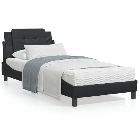 vidaXL Estructura cama con luces LED cuero sintético negro 80x200 cm