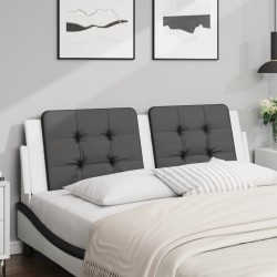 vidaXL Cabecero de cama acolchado cuero sintético negro blanco 160 cm