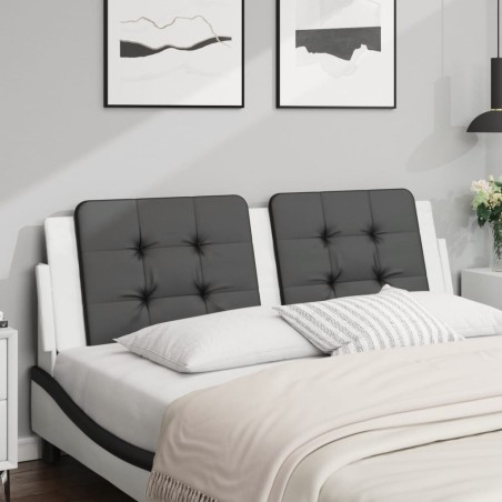 vidaXL Cabecero de cama acolchado cuero sintético negro blanco 160 cm