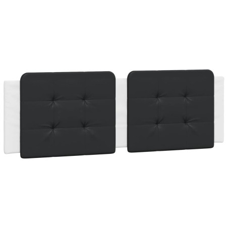 vidaXL Cabecero de cama acolchado cuero sintético negro blanco 160 cm