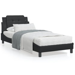 vidaXL Estructura cama con luces LED cuero sintético negro 90x190 cm