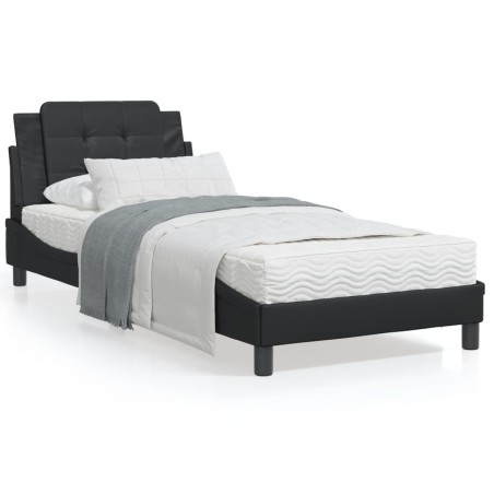 vidaXL Estructura cama con luces LED cuero sintético negro 90x190 cm