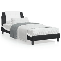 vidaXL Estructura cama con LED cuero sintético negro y blanco 90x190cm