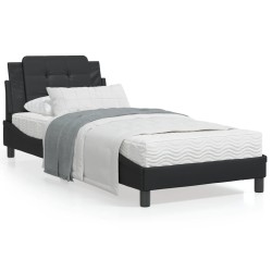 vidaXL Estructura cama con luces LED cuero sintético negro 90x200 cm