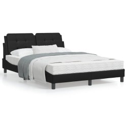 vidaXL Estructura cama con luces LED cuero sintético negro 120x200 cm