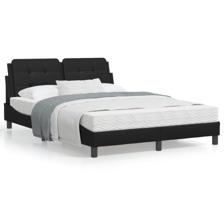 vidaXL Estructura cama con luces LED cuero sintético negro 120x200 cm