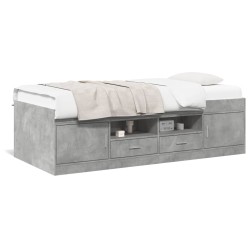 vidaXL Tumbona con cajones madera ingeniería gris hormigón 90x190 cm
