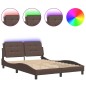 vidaXL Estructura cama con luces LED cuero sintético marrón 140x190 cm vidaXL Estructura cama con luces LED cuero sintético marrón 140x190 cm