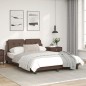 vidaXL Estructura cama con luces LED cuero sintético marrón 140x190 cm vidaXL Estructura cama con luces LED cuero sintético marrón 140x190 cm
