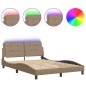 vidaXL Estructura de cama con LED cuero sintético capuchino 140x190 cm