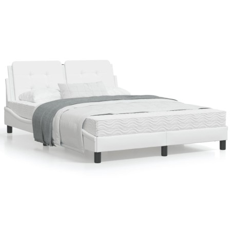 vidaXL Estructura cama con luces LED cuero sintético blanco 140x200 cm