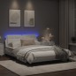 vidaXL Estructura cama con luces LED cuero sintético blanco 140x200 cm vidaXL Estructura cama con luces LED cuero sintético blanco 140x200 cm