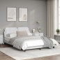 vidaXL Estructura cama con luces LED cuero sintético blanco 140x200 cm vidaXL Estructura cama con luces LED cuero sintético blanco 140x200 cm