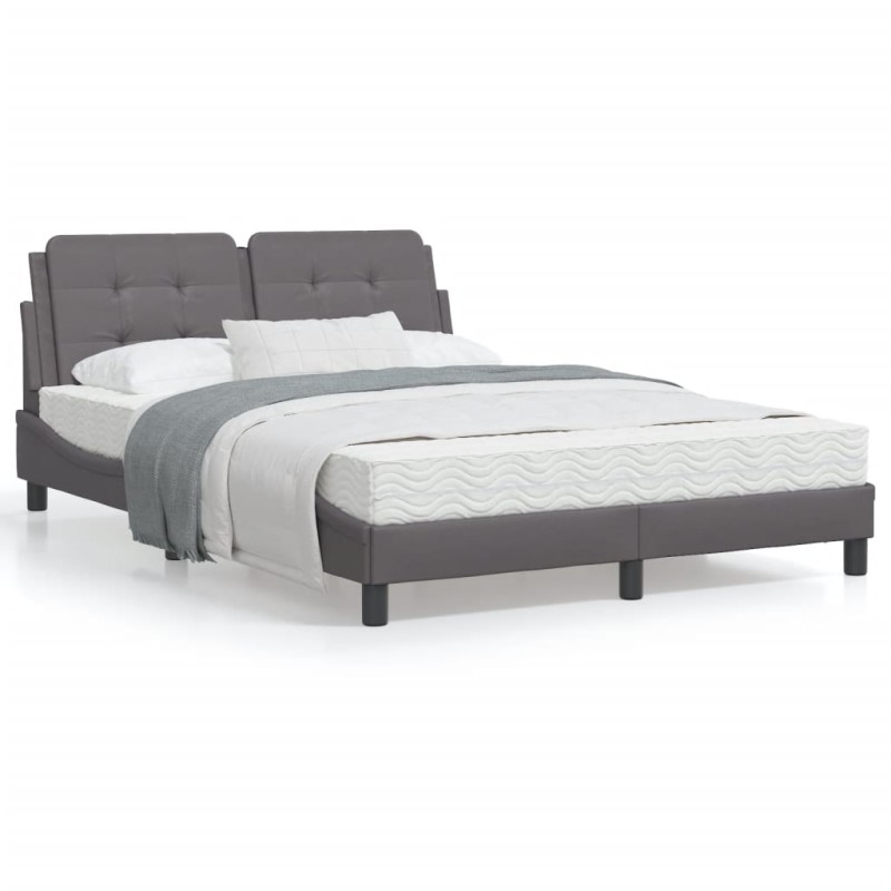 vidaXL Estructura cama con luces LED cuero sintético gris 140x200 cm vidaXL Estructura cama con luces LED cuero sintético gris 140x200 cm