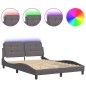 vidaXL Estructura cama con luces LED cuero sintético gris 140x200 cm vidaXL Estructura cama con luces LED cuero sintético gris 140x200 cm