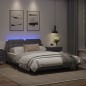 vidaXL Estructura cama con luces LED cuero sintético gris 140x200 cm vidaXL Estructura cama con luces LED cuero sintético gris 140x200 cm