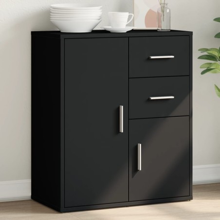 vidaXL Aparador de madera de ingeniería negro 60x31x70 cm