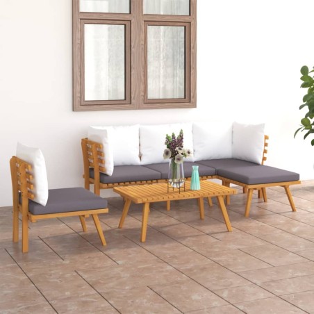 vidaXL Muebles de jardín 6 piezas con cojines madera maciza de acacia 