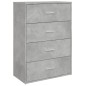 vidaXL Aparador de madera de ingeniería gris hormigón 60x31x84 cm