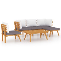 vidaXL Muebles de jardín 6 piezas con cojines madera maciza de acacia 