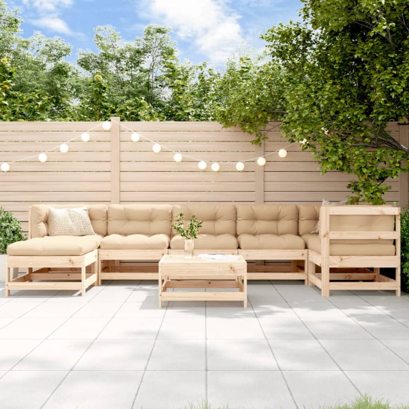 vidaXL Juego de muebles de jardín 8 piezas madera maciza de pino vidaXL Juego de muebles de jardín 8 piezas madera maciza de pino