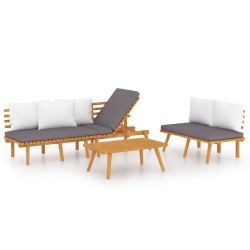 vidaXL Muebles de jardín 3 piezas con cojines madera maciza de acacia 