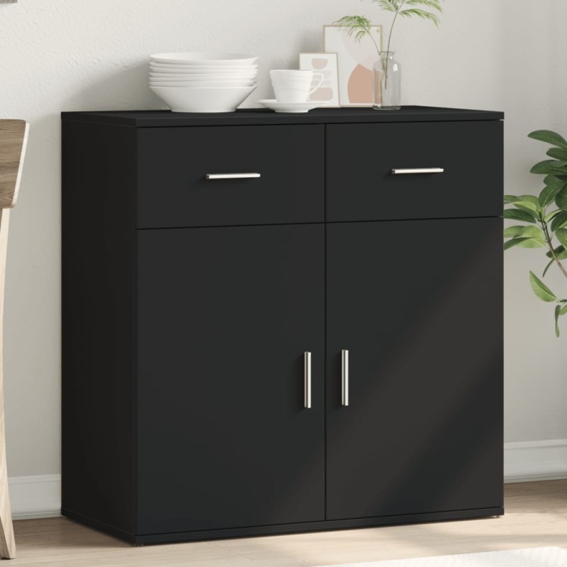 vidaXL Aparador de madera de ingeniería negro 79x38x80 cm vidaXL Aparador de madera de ingeniería negro 79x38x80 cm