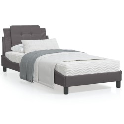 vidaXL Estructura de cama con cabecero cuero sintético gris 80x200 cm