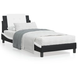vidaXL Cama con cabecero cuero sintético negro y blanco 80x200 cm