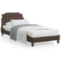 vidaXL Estructura de cama con cabecero cuero sintético marrón 90x200cm