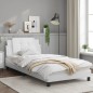 vidaXL Estructura de cama cabecero cuero sintético blanco 100x200 cm vidaXL Estructura de cama cabecero cuero sintético blanco 100x200 cm