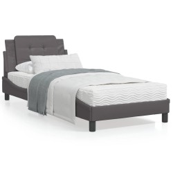 vidaXL Estructura de cama con cabecero cuero sintético gris 100x200 cm