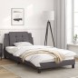 vidaXL Estructura de cama con cabecero cuero sintético gris 100x200 cm vidaXL Estructura de cama con cabecero cuero sintético gris 100x200 cm