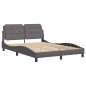 vidaXL Estructura de cama con cabecero cuero sintético gris 140x200cm vidaXL Estructura de cama con cabecero cuero sintético gris 140x200cm