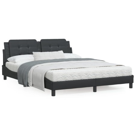 vidaXL Estructura de cama con cabecero cuero sintético negro 160x200cm