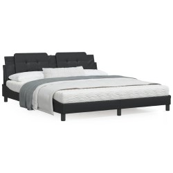 vidaXL Estructura de cama con cabecero cuero sintético negro 180x200cm