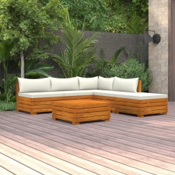 vidaXL Muebles de jardín 6 piezas con cojines madera maciza de acacia 